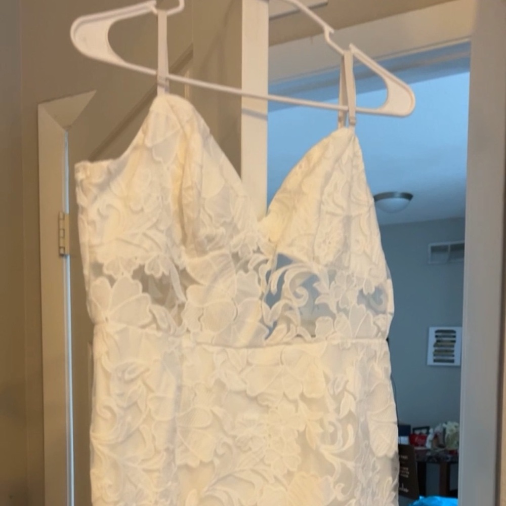White Lulus lace mermaid dress